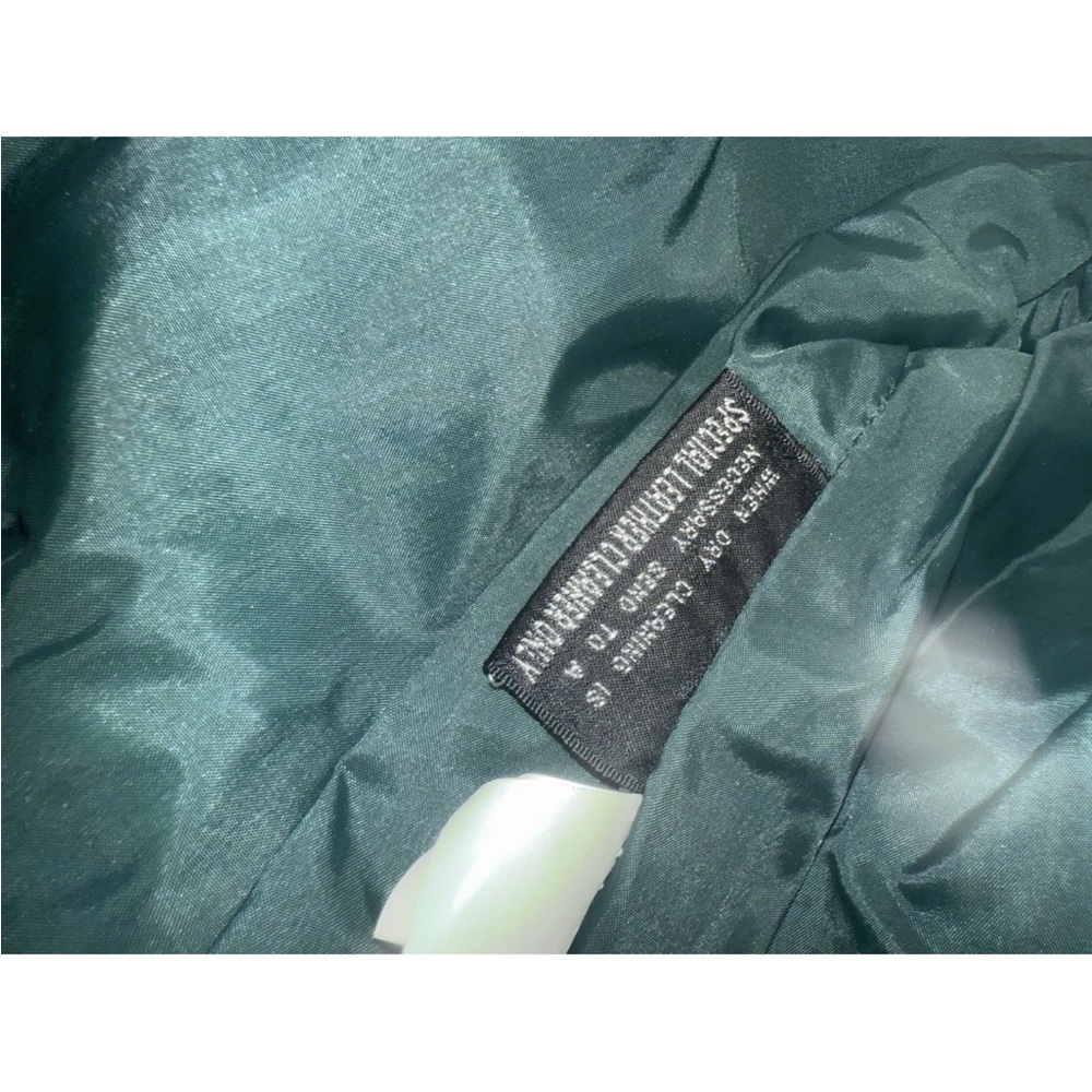 Vintage 90s Wilson Leather Womens fringe Suede Emerald Forest Green Jacket S - Picture 11 of 12